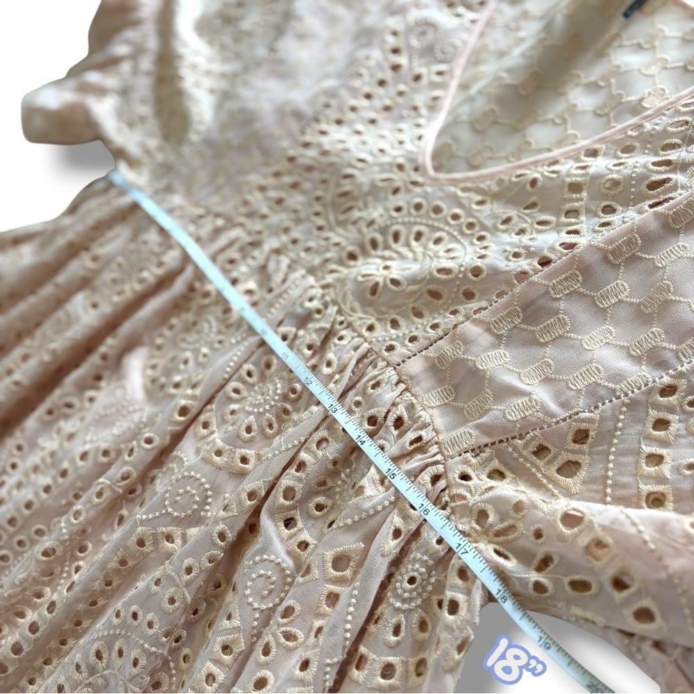 Anthropologie Akemi + Kin Pink Blush Eyelet Boho Babydoll Swing Dress 8 - Picture 5 of 11